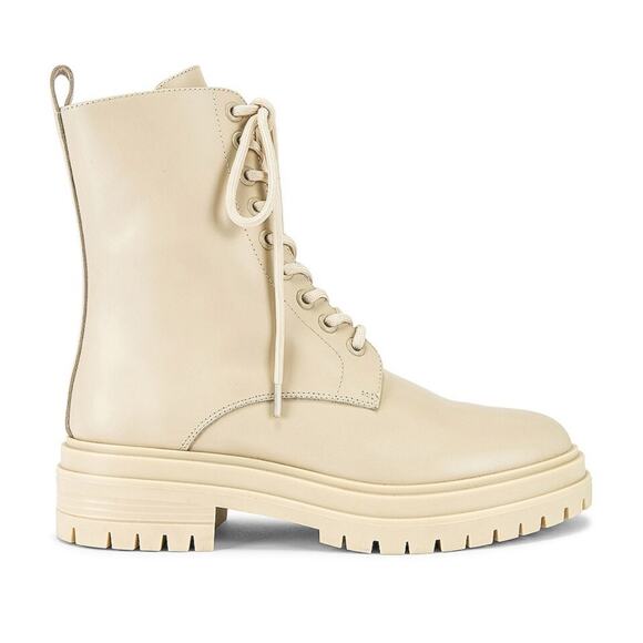 NWT Tony Bianco Lug Sole Lace Up Boots Cream - Picture 1 of 12